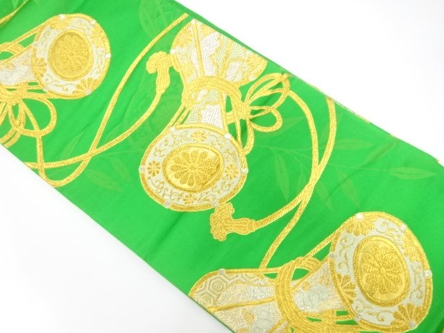 JAPANESE KIMONO / ANTIQUE FUKURO OBI / SILK / WOVEN DRUM PATTERN